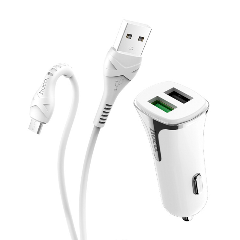 Автомобильное зарядное устройство + кабель Micro Hoco Z31 18 Вт, белый - 4
