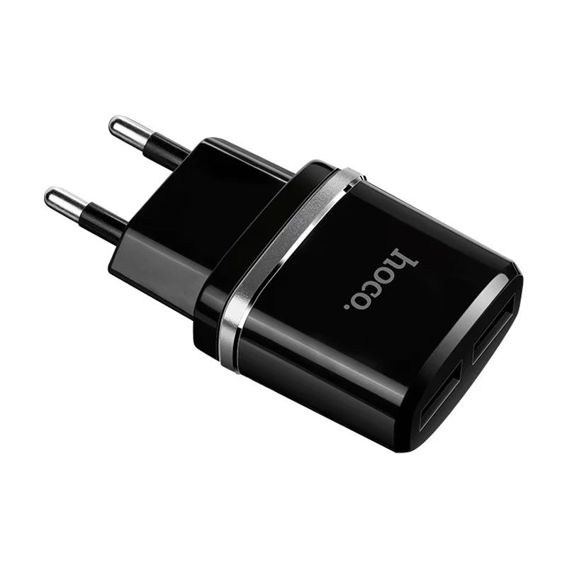 Сетевое зарядное устройство + кабель Lightning Hoco C12A 12 Вт, чёрный - 2