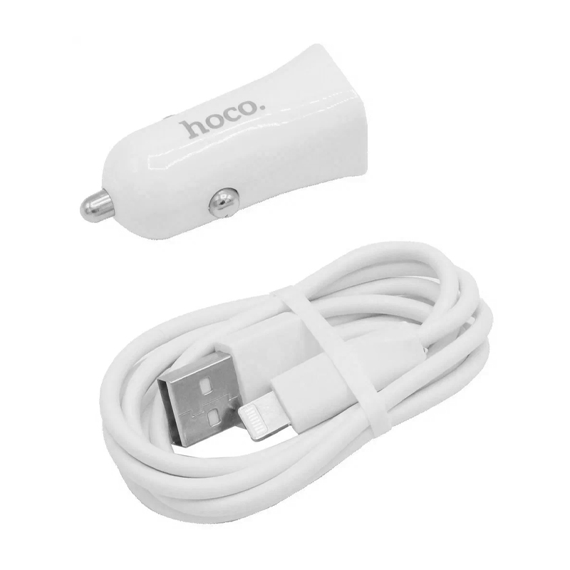 Автомобильное зарядное устройство + кабель Lightning Hoco Z12 12 Вт, белый - 3