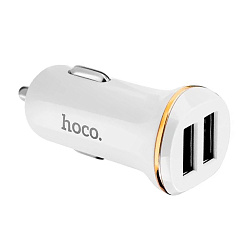 Автомобильное зарядное устройство + кабель Lightning Hoco Z1 10 Вт, белый