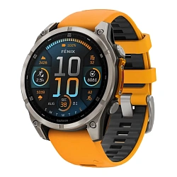 Умные часы Garmin Fenix 8 Amoled 47mm титановый (оранжевый/графитовый ремешок)