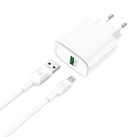 Сетевое зарядное устройство + кабель Micro Hoco C69A 22.5 Вт, белый - 2