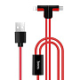 Дата-кабель Hoco X12 Lightning+Micro 1 м, красный с чёрным - 1