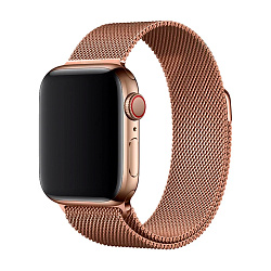 Миланский сетчатый браслет для Apple Watch 38 / 40 / 41 / 42mm сталь розовое золото