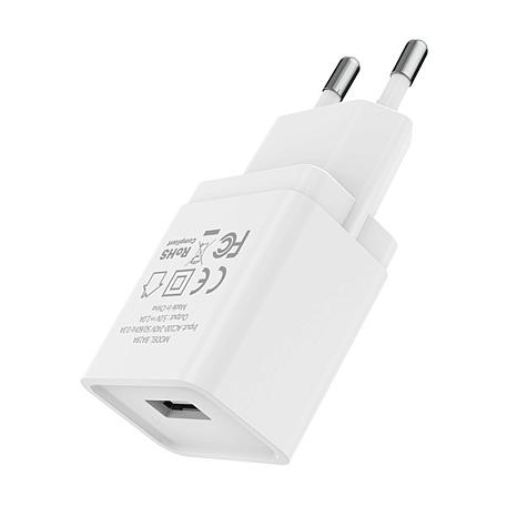 Сетевое зарядное устройство + кабель Micro Borofone BA19A 5 Вт, белый - 2