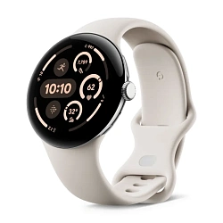 Умные часы Google Pixel Watch 3 45mm серебристый (белый ремешок)