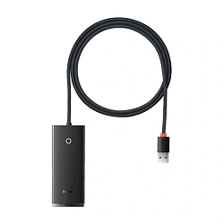Адаптер-разветвитель для компьютера Baseus Lite Series / Airjoy USB-A HUB 1 m (4в1) чёрный