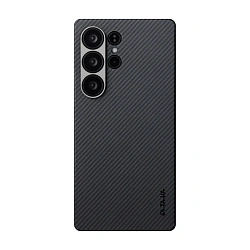 Клип-кейс (накладка) Pitaka Ultra-Slim Case для Samsung Galaxy S25 Ultra кевлар (арамид), чёрно-серый (узкая полоска) (KS2501U)